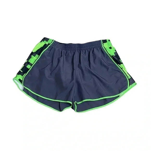 Nike Dri-Fit Running Athletic Gray Green Shorts Minecraft Vibes Women’s size L - Picture 1 of 12